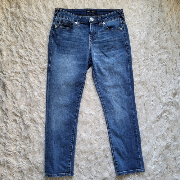 True Religion Denim - True Religion Womans Ankle Slit Halle Mid Rise Capri Skinny Jeans Size 27